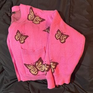 Forever 21 Pink Butterfly Cardigan